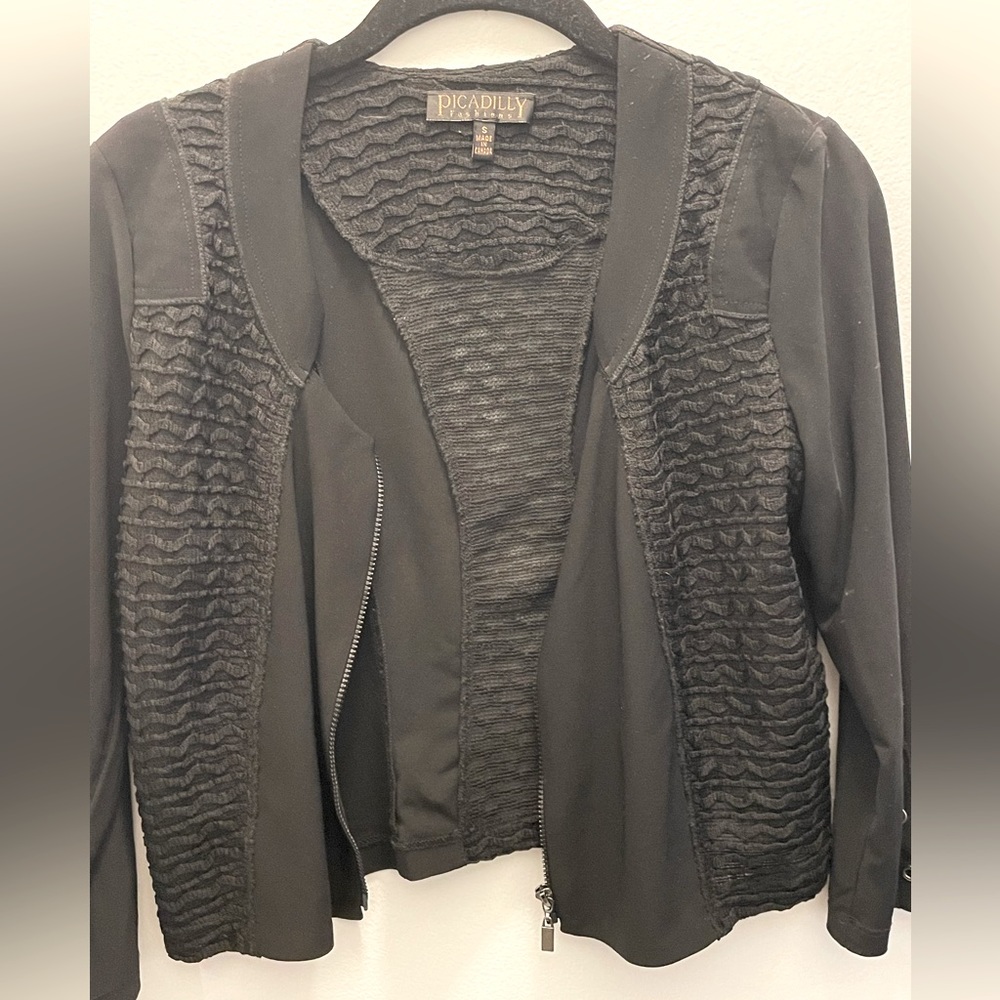 Piccadilly Black Cardigan Zip Sz S